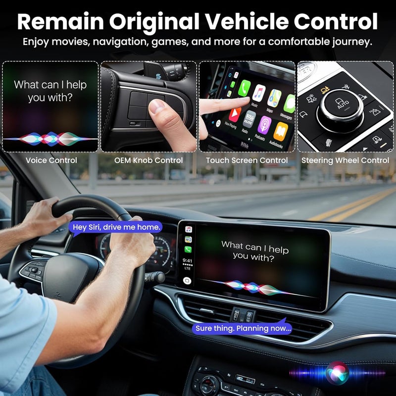 LAMTTO Car TV Mate Pro and Wireless CarPlay Adapter – Upgrade 2 in 1 Magic AI Box Convert Car Screen to TV with HDMI for Fire Stick and Switch for OEM Wired Factory 2016+ - Image 5